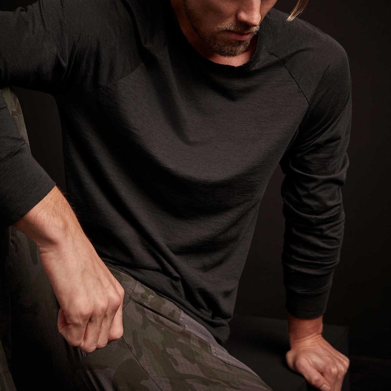 Recycled Lotus Jersey Raglan Crew – Black