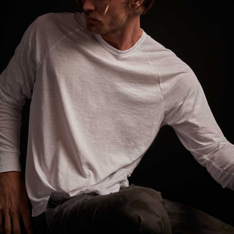 Recycled Lotus Jersey Raglan Crew – White