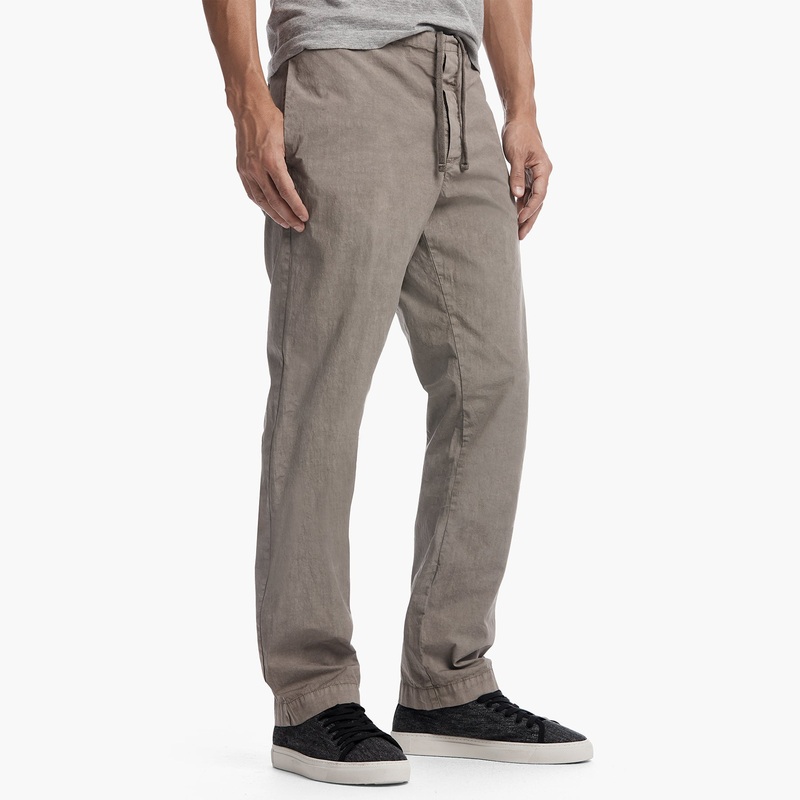 Slim Stretch Poplin Drawstring Pant – Flax Pigment