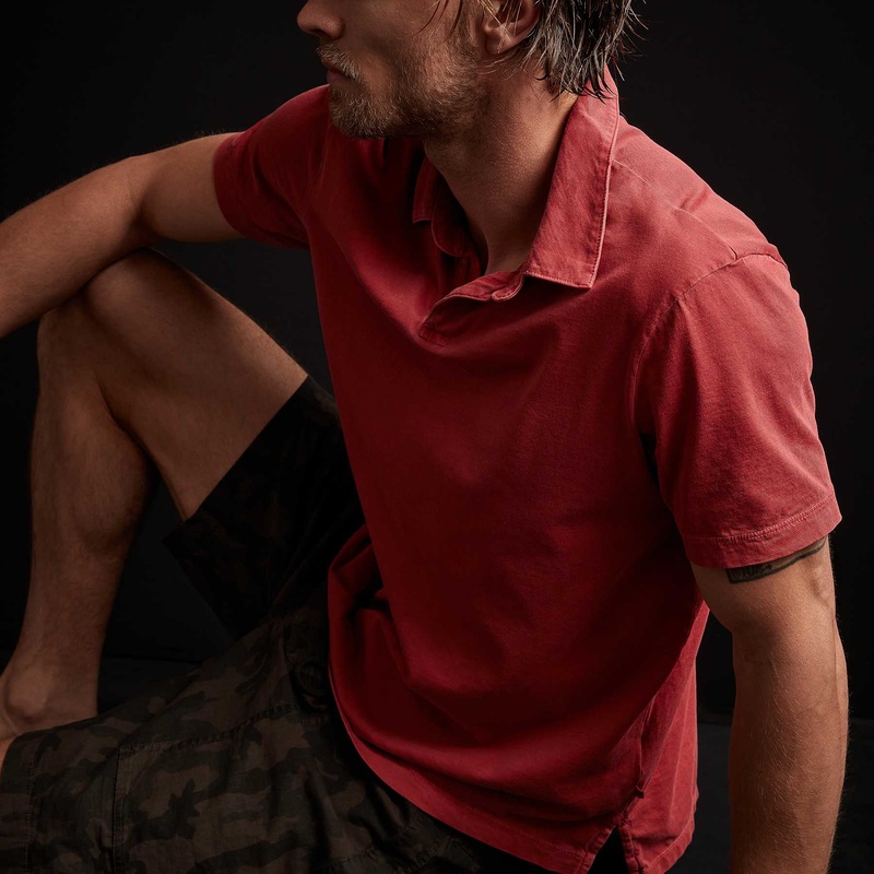 Sueded Jersey Polo – Brick Pigment