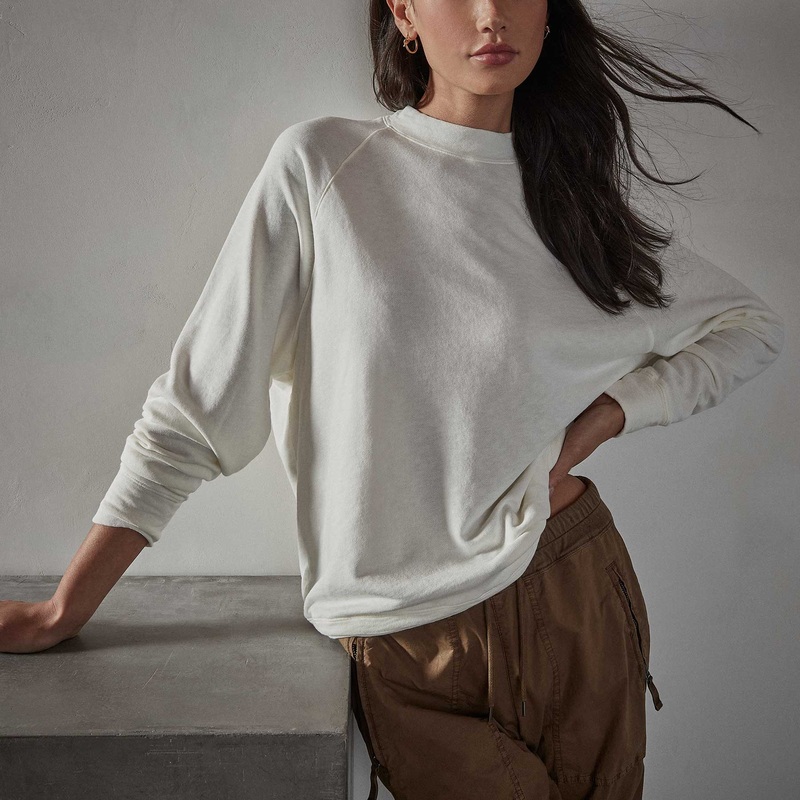 Vintage French Terry Mock Neck – Everest White Pigment