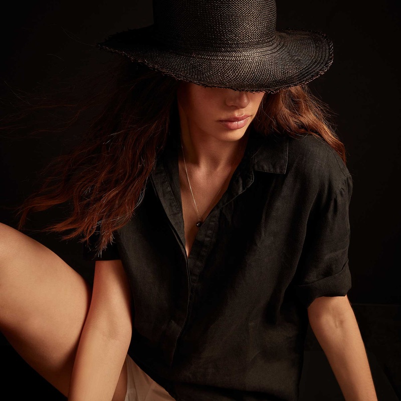Lightweight Linen Pullover Shirt – Black