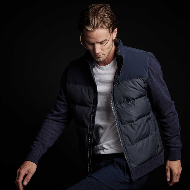 Luxury Down Front Zip Sweater – Navy
