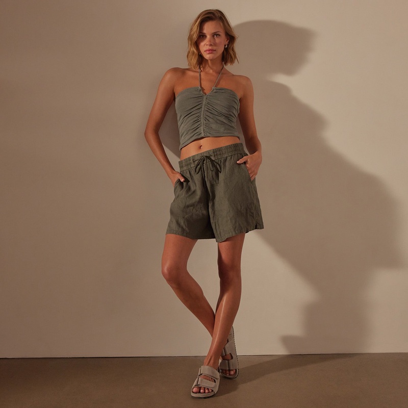 Relaxed Fit Linen Short – Palm Pigment