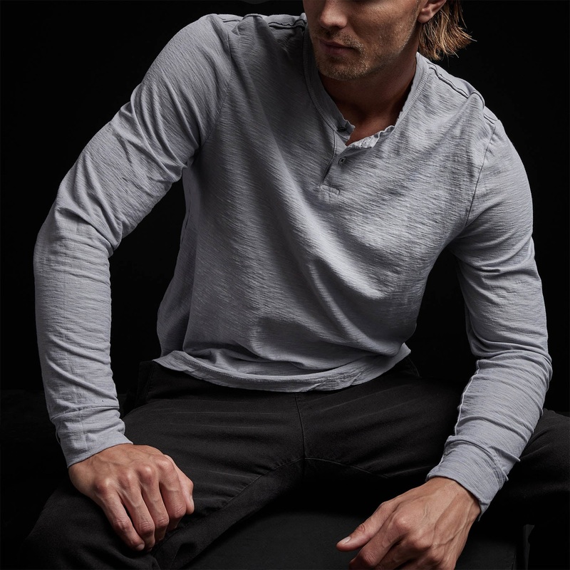 Reverse Slub Jersey Henley – Blue Fog Pigment