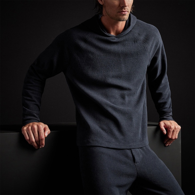 Thermal Knit Hooded Raglan – French Navy