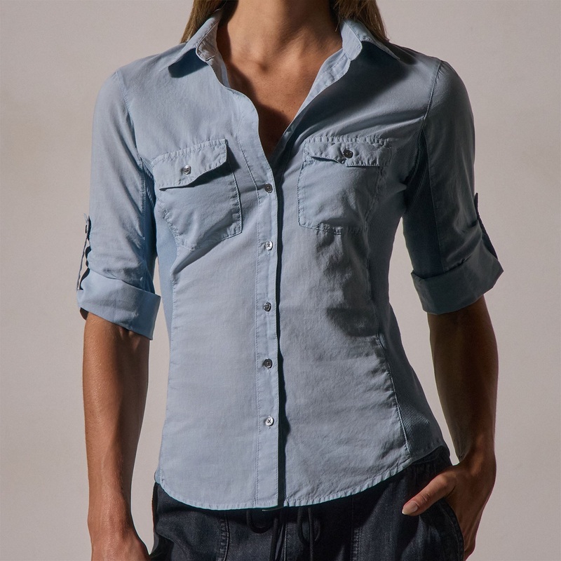 Contrast Panel Shirt – Azure