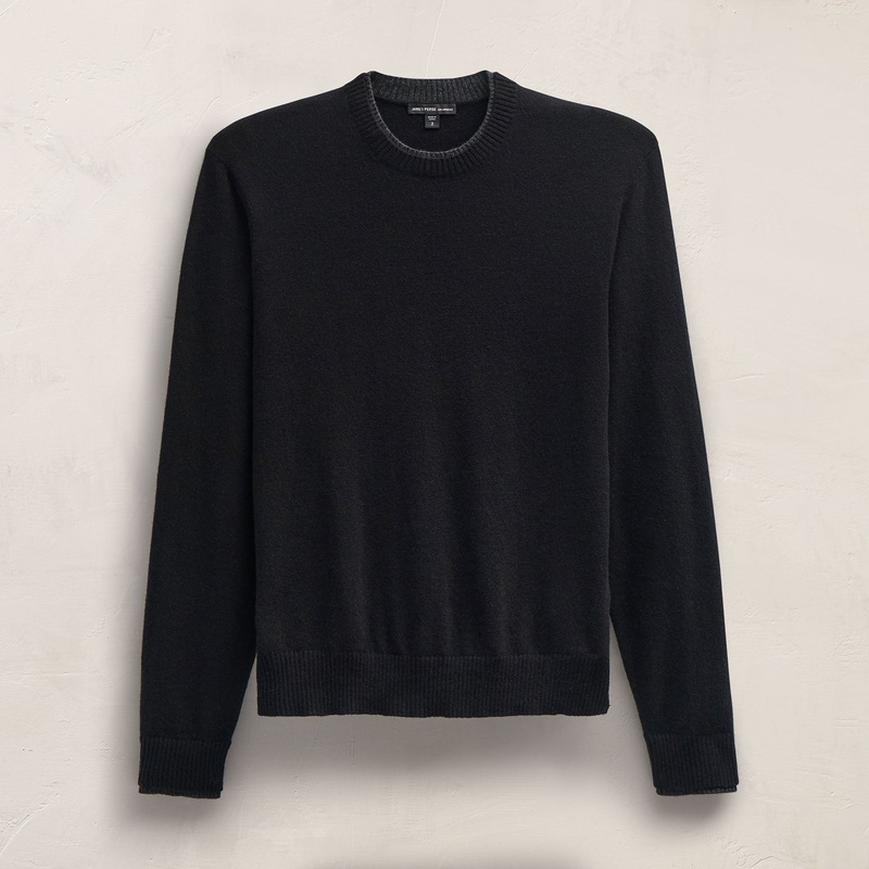 Contrast Trim Cashmere Crew – Black/Anthracite