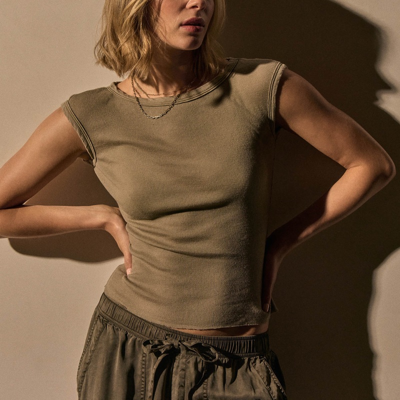 Cotton Cashmere Blend Boatneck Top – Overcast
